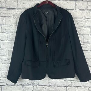 Apt.9: Women Long Sleeve, Zip Front Lined Dress Jacket, Peplum: Black, 1X